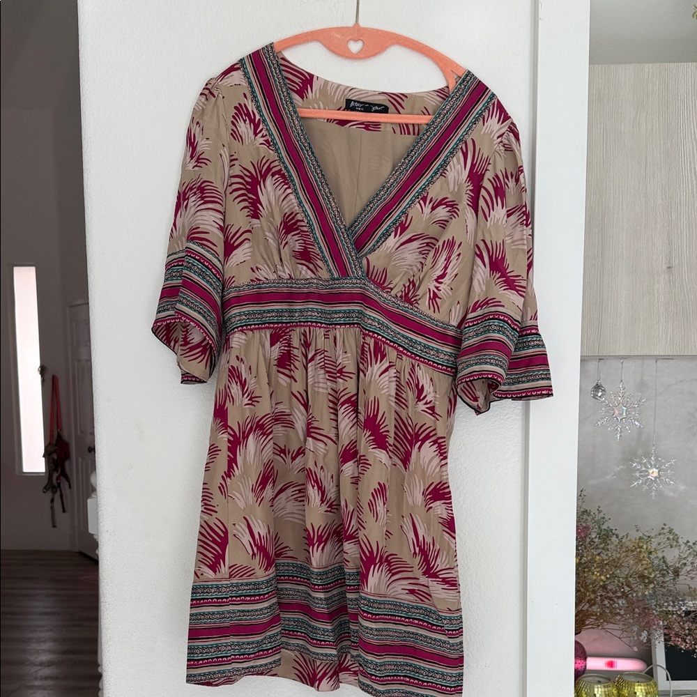 Betsey Johnson Beige and pink Patterned Dress
